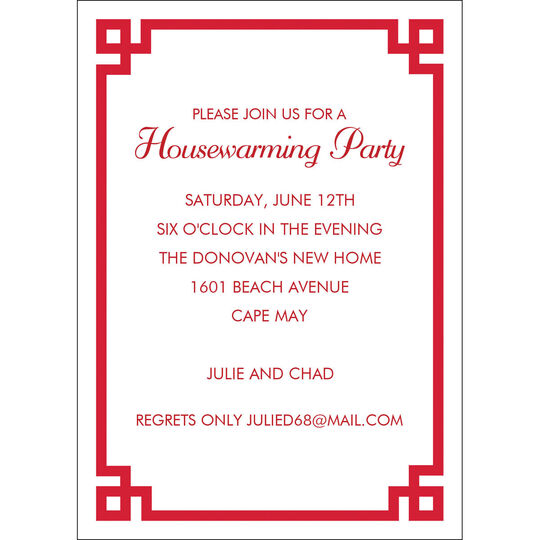 Red Corner Key Invitations